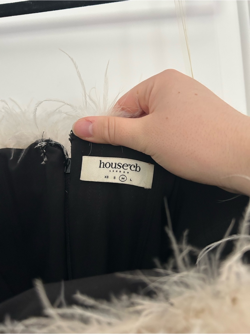 House of CB Sarai Strapless Feather Dress with Thigh Slit - Picture 8 of 11